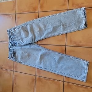 Distressed Wrangler Jeans Light wash Wide leg paint splatter